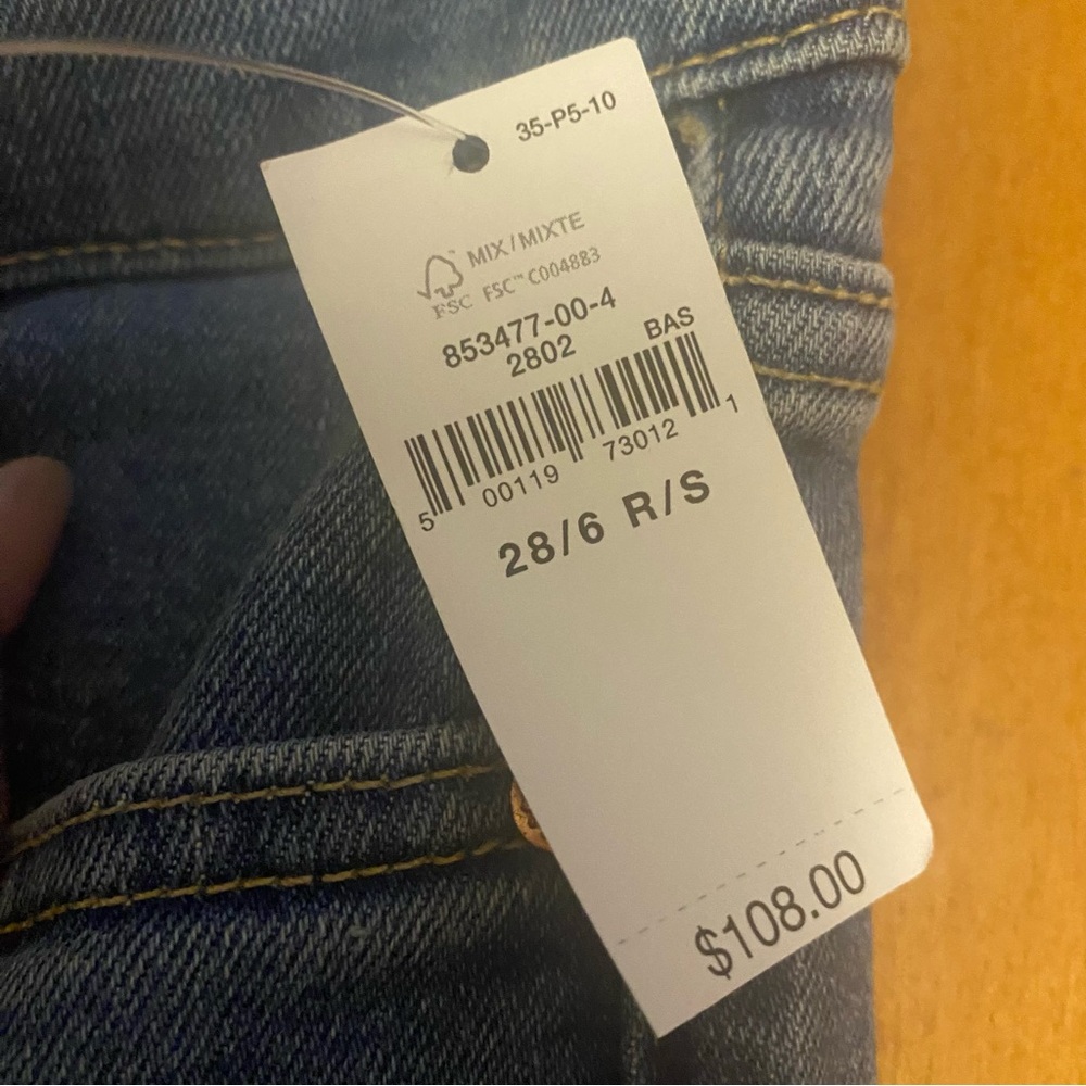 GAP Size 28 6 Vintage Slim High Rise Blue Raw Hem Slits to Hem Women's Jeans New - Picture 3 of 12
